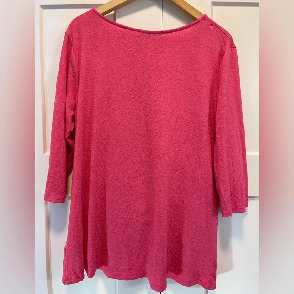 Gibson Cozy Twist Front Pullover in lipstick pink, X-Large
